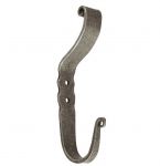 140mm Wrought Iron Double Coat Hook in Light Pewter Finish HF16